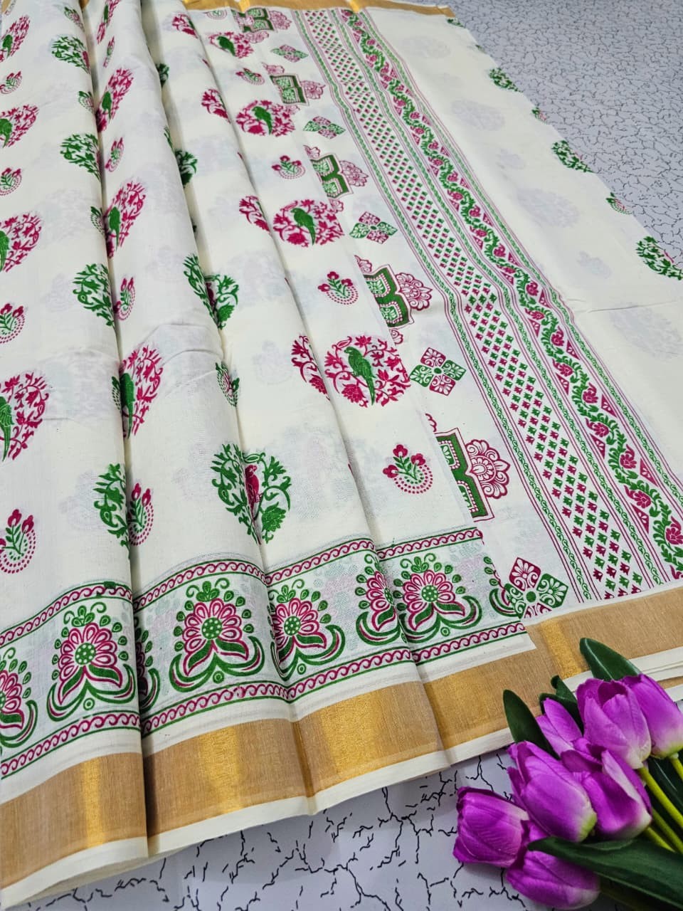 Printed cotton sarees