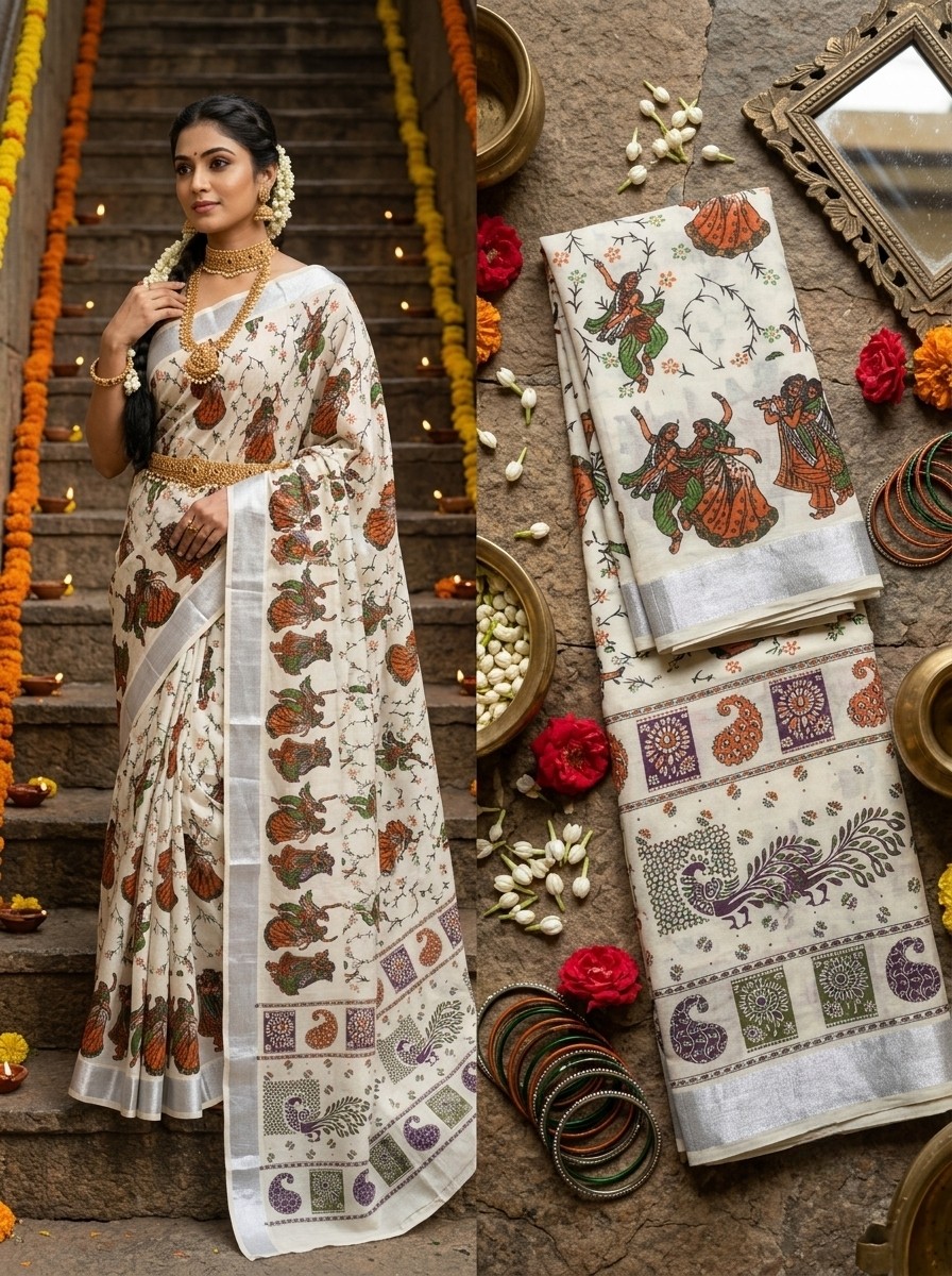 Printed cotton sarees