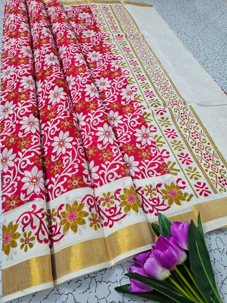 Printed cotton sarees
