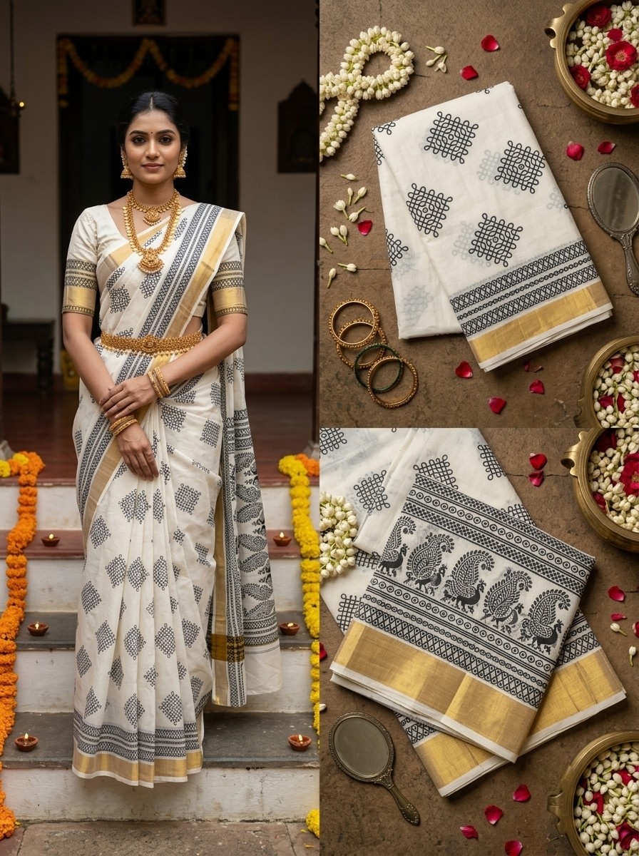 Printed cotton sarees