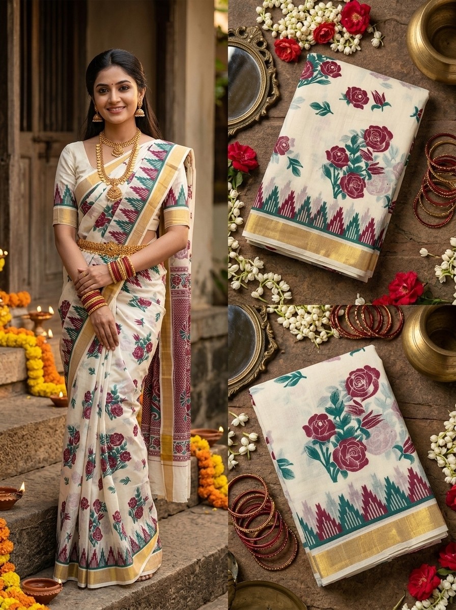 Printed cotton sarees