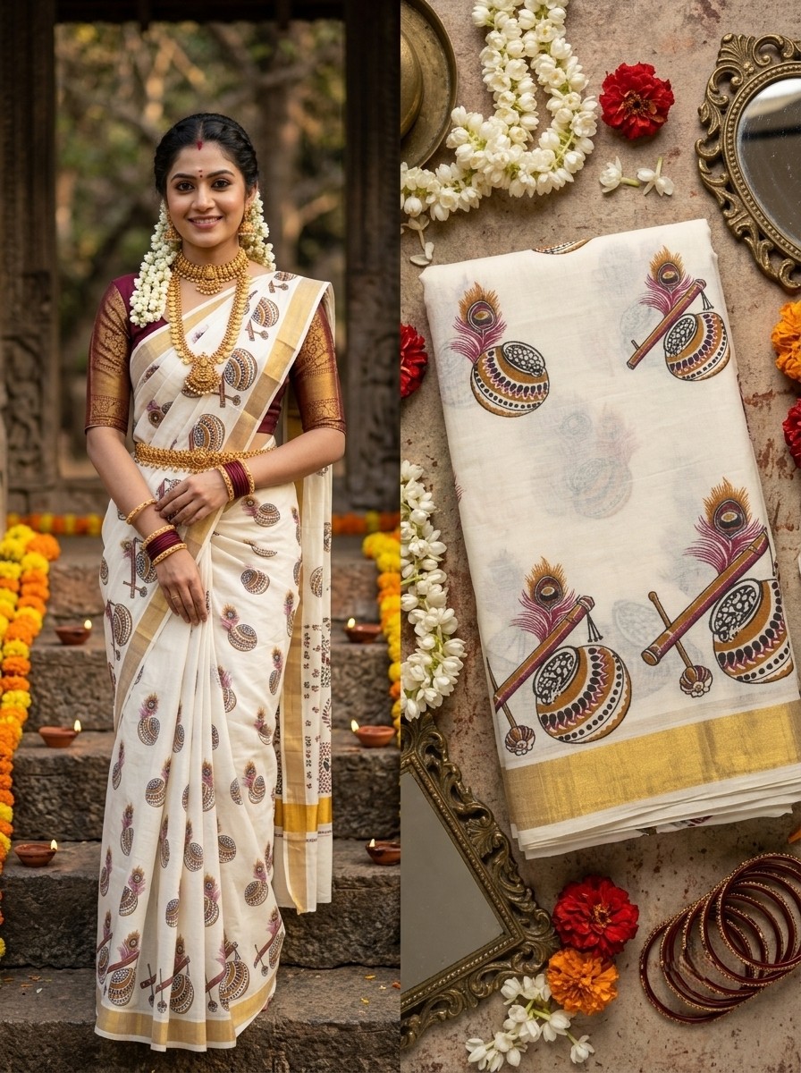Printed cotton sarees